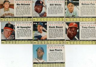 1961 Post Cereal Baseball Minor Stars Commons 7 Cards Nellie Fox
