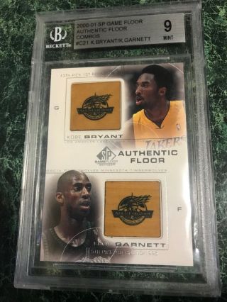Kobe Bryant / Kevin Garnett 2000 - 01 Ud Sp Authentic Floor Combo Patch Bgs 9.  0