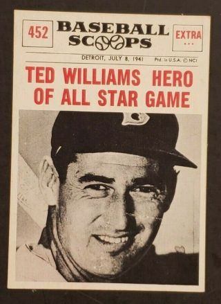 1961 Nu Card Baseball Scoops Card Ted Williams 452 Vg Range Bv $30
