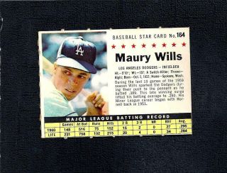 1961 Post Set Break 164 Maury Wills - - Company - - Perforated - - Dodgers - - Nr/mt