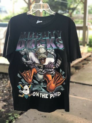 Vintage Salem Mighty Ducks On The Pond Mens T - Shirt - 1993.  Size Med.