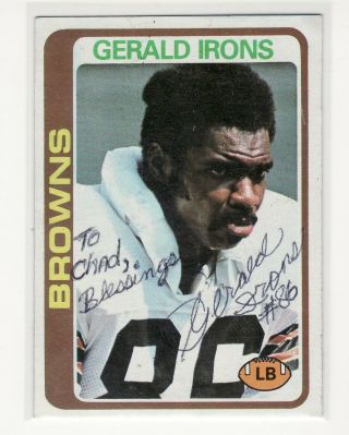 Gerald Irons Cleveland Browns 1978 Topps 73 Personalized Autographed Card
