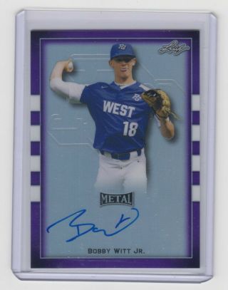 2018 Leaf Metal Perfect Game All - American Bobby Witt Jr Purple Etch Auto /25