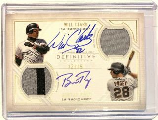 Buster Posey Will Clark 2019 Topps Definitive Auto Autograph Patch Sf Giants