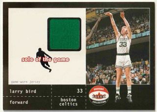 2001 - 02 Fleer Shoebox Sole Of The Game Jersey 9 Larry Bird Sn 001/200