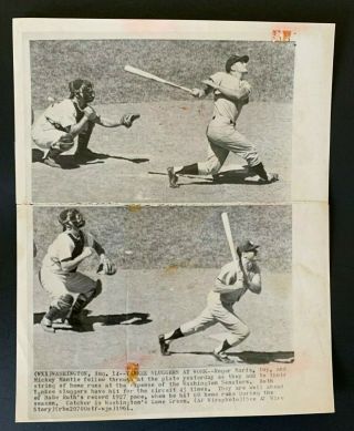 1961 Mickey Mantle Roger Maris Babe Ruth Hr Chase Ap Press Photo
