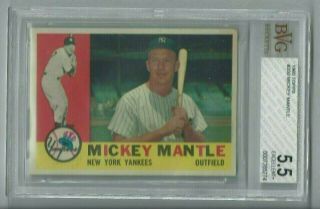 1960 Topps Mickey Mantle Yankees 350 Bgs Bvg 5.  5,