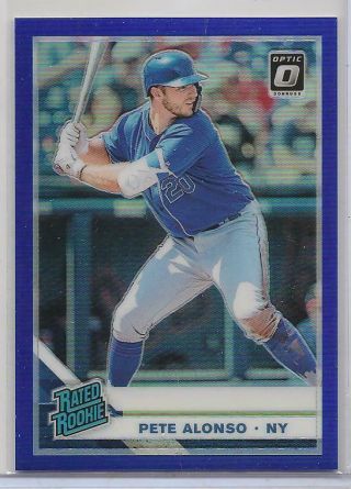 2019 Donruss Optic Pete Alonso Rated Rookie Blue Parallel 8/75 York Mets Sp