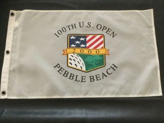 Tiger Woods Wins 2000 Us Open Pebble Beach Golf Flag Unsigned