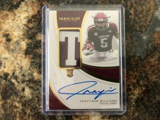 Trayveon Williams 2019 Immaculate Collegiate Rookie Patch Auto 61/99 Texas A&m