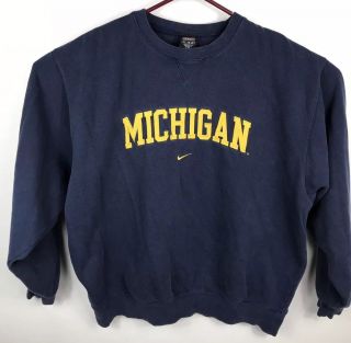 Vintage Nike 1990s Michigan University Blue Crewneck Sweatshirt Mens XL XXL 2
