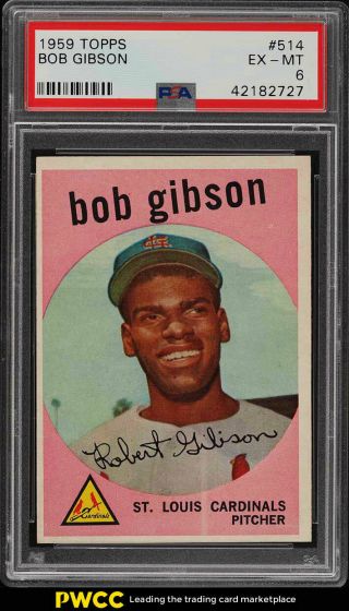 1959 Topps Bob Gibson Rookie Rc 514 Psa 6 Exmt (pwcc)