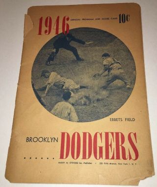 “brooklyn Dodgers” Ebbets Field Program; 1946;.  10 Cents; Fair; Boston At Brookl