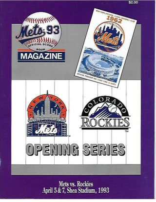 1993 Colorado Rockies At York Mets Game Program