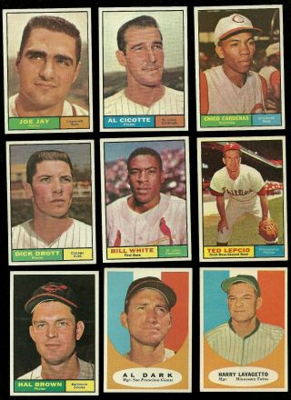 15 Centered 1961 Topps Baseball Cards Nm Or Better