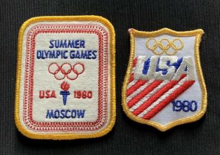 Vintage 1980 Usa Moscow Summer Olympic Games & 1980 Usa Shield Patch