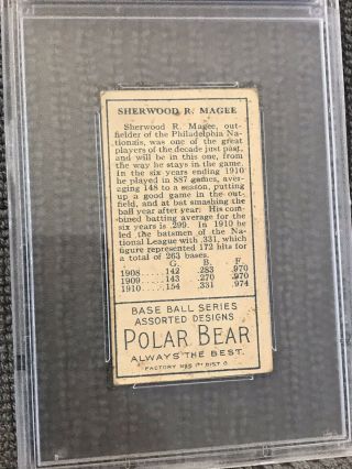 1911 T205 Gold Border Sherwood R.  Magee Card Polar Bear Back PSA 2 Good NO RES 3
