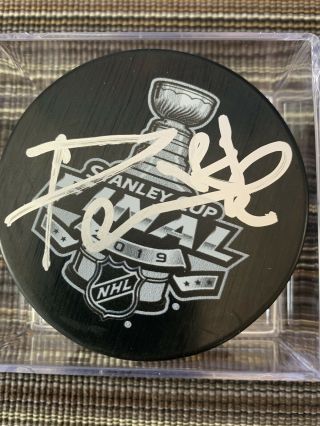 David Pastrnak Autographed 2019 Stanley Cup Finals Puck Boston Bruins
