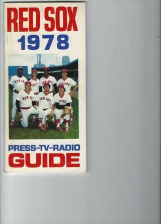 1978 Boston Red Sox Official Press Media Tv Radio Guide Mlb Major League