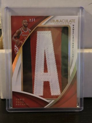 Chris Paul 2017 - 18 Panini Immaculate Game - Worn Letter A 2/4 Nameplate Nobility