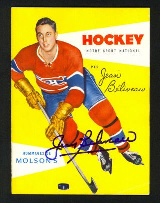 Jean Beliveau Hof Canadiens Signed Auto 1960 