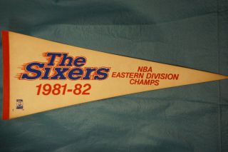 Vintage 1981 - 82 Philadelphia 76ers Nba Eastern Division Champs Felt Pennant