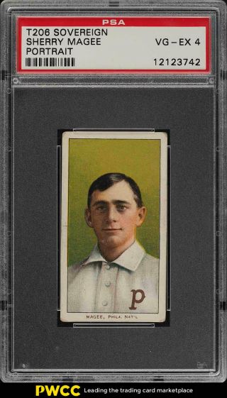 1909 - 11 T206 Sherry Magee Portrait,  Sovereign Psa 4 Vgex (pwcc)