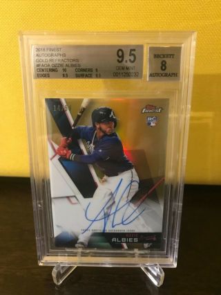 2018 Topps Finest Ozzie Albies Finest Auto Gold Refractor /50 Rc - Bgs 9.  5