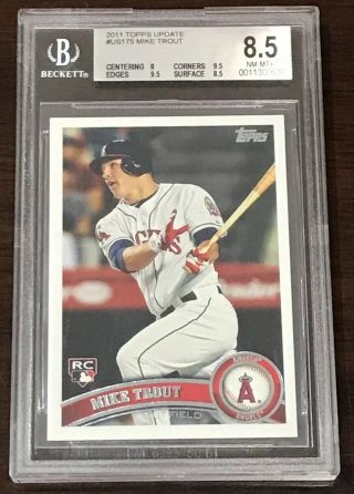 2011 Topps Update Mike Trout Rookie Bgs 8.  5 (8,  9.  5,  9.  5,  8.  5) Nm - Mt,  Rc Us175