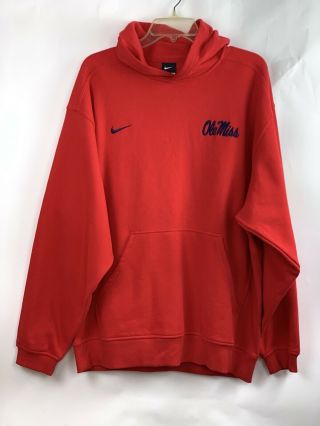 Ole Miss Nike Hoodie Vintage Pullover Sweatshirt Size Medium Red Shirt