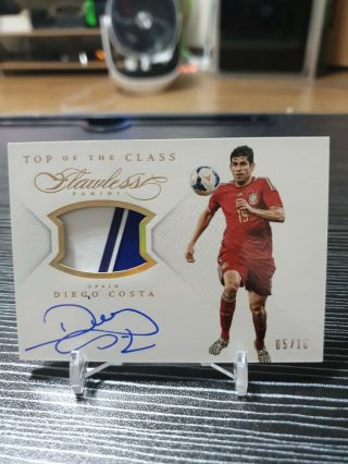 Diego Costa 2015 - 16 Panini Flawless Top Of The Class Patch Auto (05/10) Gold