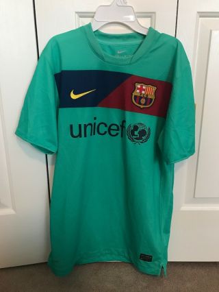 Fc Barcelona Away Jersey Andres Iniesta Green Away Kit Size Small Men