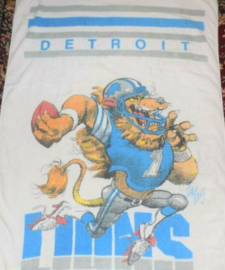 Vintage 1988 Detroit Lions Bath Beach Pool Towel 56 " X 30 "