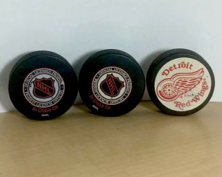 Detroit Red Wings 1997 Stanley Cup Champions Hockey Pucks Set Of 3 2