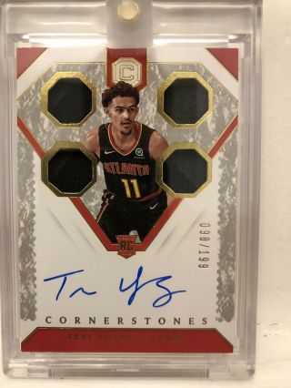 Trae Young 2019 Cornerstones Rpa 98/199 Hawks Rookie On Card Auto