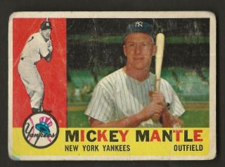 Mickey Mantle York Yankees 1960 Topps Baseball Card 350 (h