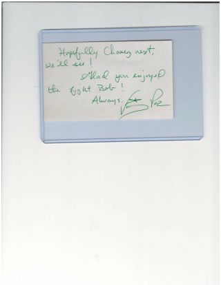 Vinny Paz Lightweight Boxing Champion Autographed 3 X 5 Index Card