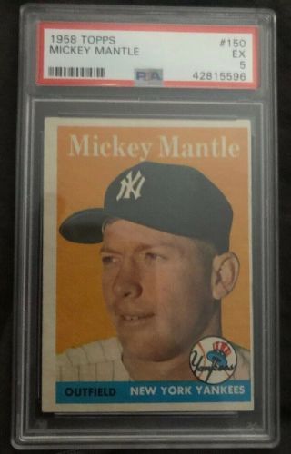 1958 Topps 150 Mickey Mantle York Yankees Hof Psa 5 Ex
