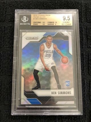 2016 - 17 Panini Prizm Silver 1 Ben Simmons 76ers Rc Rookie Bgs 9.  5 W/ 10