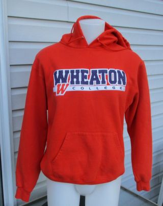 Wheaton College Orange Hoodie / Sweatshirt Size M