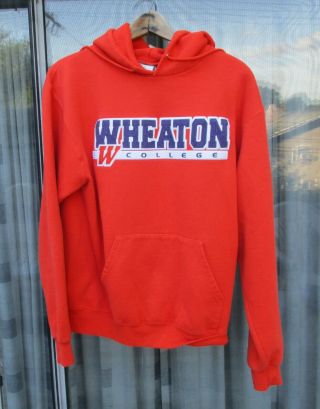 Wheaton College Orange Hoodie / Sweatshirt Size M 2