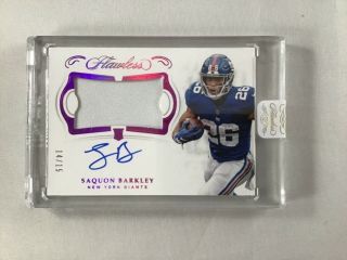 2018 Flawless Saquon Barkley Giants Rpa Rc Patch On Card Auto 14/15