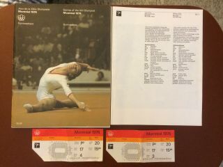 Montreal 1976 Olympics Gymnastic French & English Program W/insert & 2 Ticket