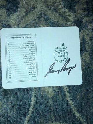 Gary Player Signed Autographed Scorecard 3x Masters Winner Augusta