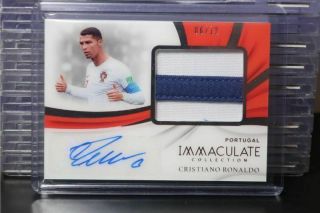 2018 - 19 Immaculate Cristiano Ronaldo Match Worn Patch Auto Autograph 06/12 Jla