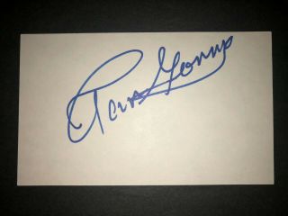 Future Hof Umpire: Tom Gorman,  Signed 3x5 (jsc),  D.  1986