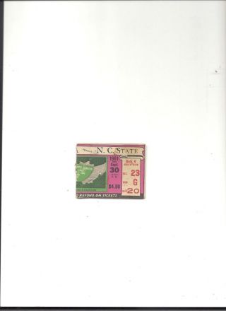 1961 (9/30) Ticket Stub N.  C.  State Vs.  Unc Kenan Stadium Chapel Hill,  Nc