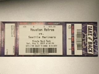 Houston Astros Box Office No - Hitter Ticket Stub 8/3/2019 -