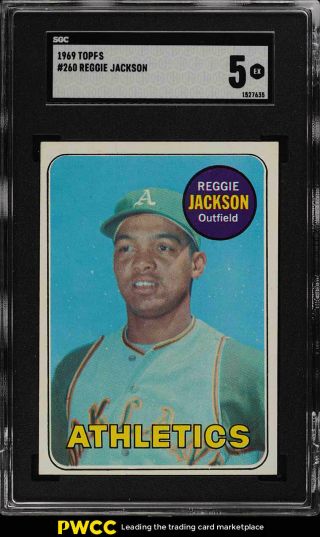 1969 Topps Reggie Jackson Rookie Rc 260 Sgc 5 Ex (pwcc)
