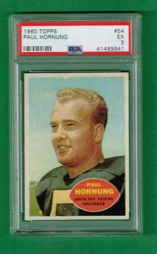 1960 Topps 54 Paul Hornung Green Bay Packers Ex Psa 5